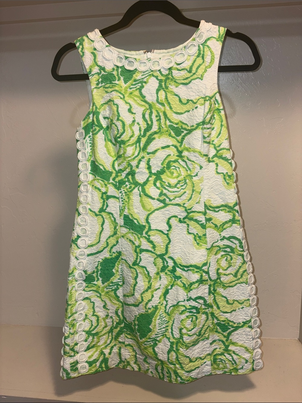 Lilly Pulitzer Green and White Floral Textured Mini Dress